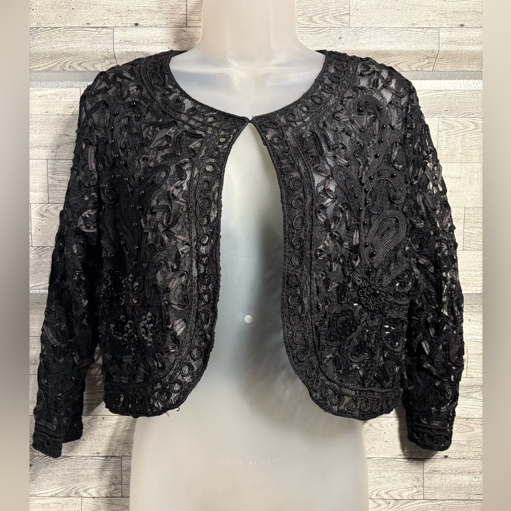 S .M Collection Elegant Black Embroidered Jacket